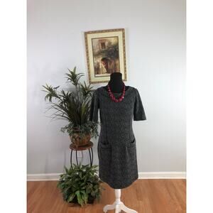 WHBM Bodycon Dress Women's Size 6 Black White Polyester Short Sleeves